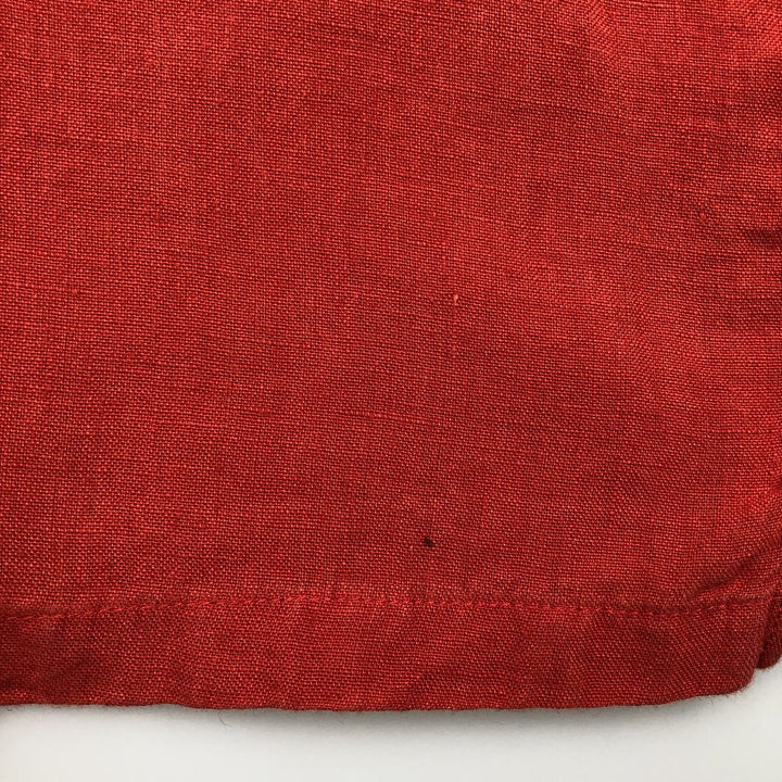 Lacoste Regular Fit Short-Sleeve Linen Button-Down Shirt, Boxy Shirt, Men's Size M (approx.) linen red type Vintage Second Hand