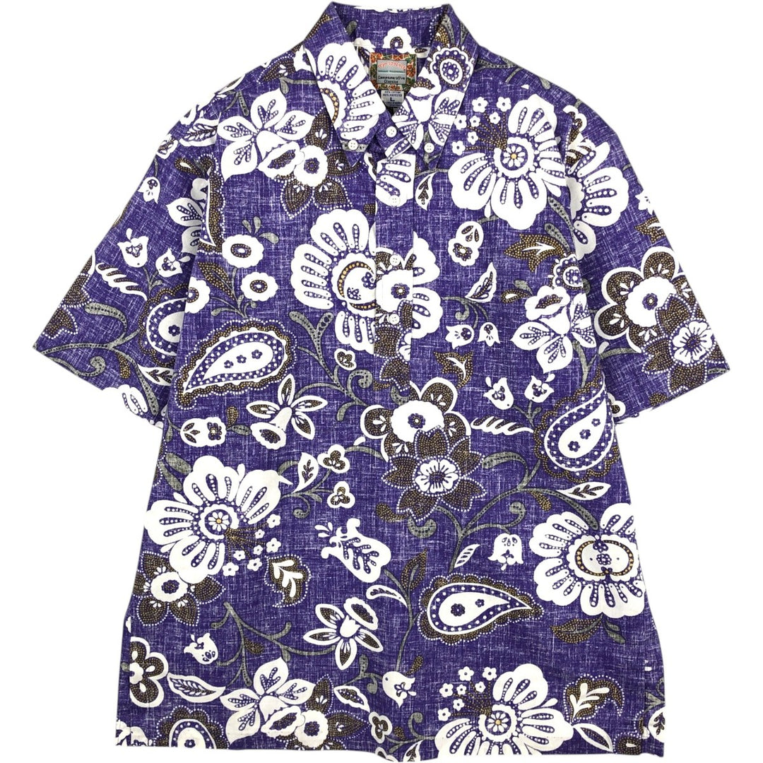 90'S Reyn Spooner Commemorative Classics all-over floral print pullover button-down Aloha shirt, men's size L (approx.) cotton Purple type blue-purple Vintage Second Hand