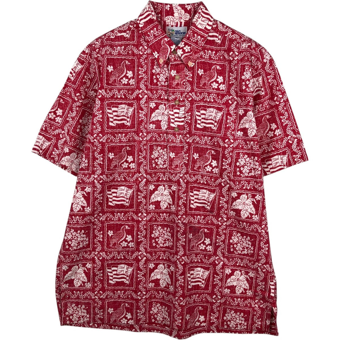 90'S Reyn Spooner swimwear tag, all-over print, Lahaina sailor pullover button-down Aloha shirt, men's size M equivalent. cotton red type Vintage Second Hand