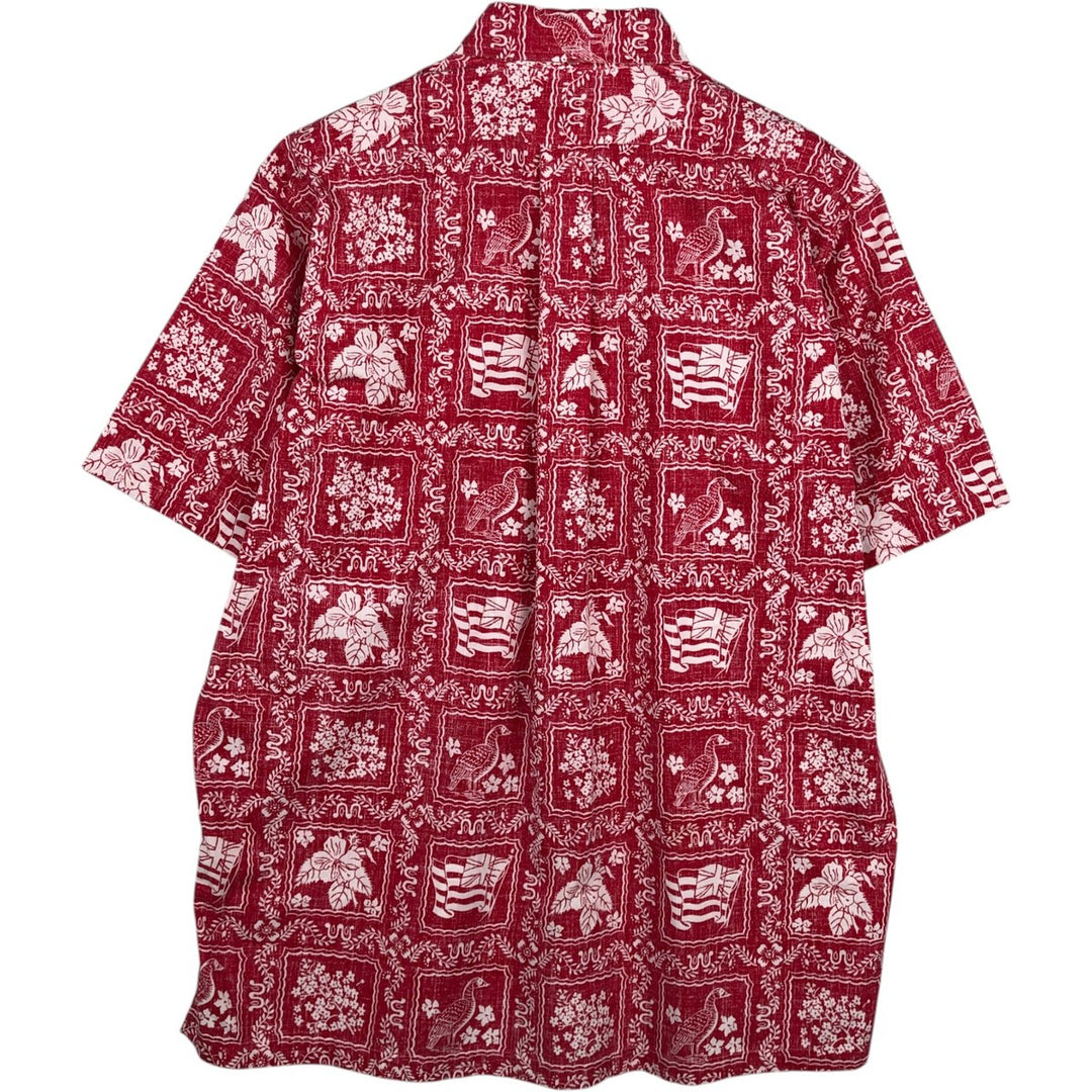 90'S Reyn Spooner swimwear tag, all-over print, Lahaina sailor pullover button-down Aloha shirt, men's size M equivalent. cotton red type Vintage Second Hand