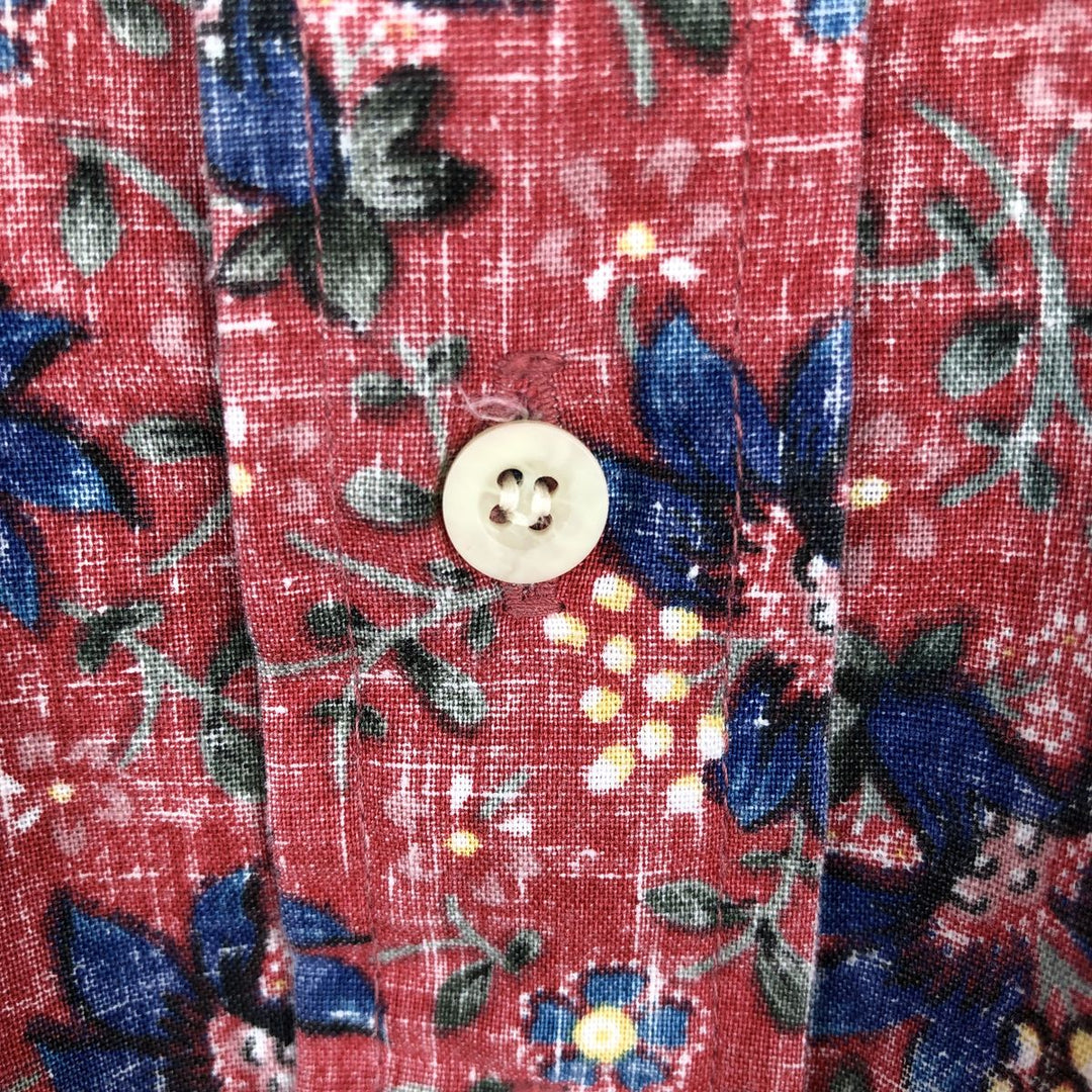 90'S Reyn Spooner Swimwear Tag All-over Botanical Pattern Pullover Button-down Aloha Shirt Men's Size M (approx.) cotton red type Vintage Second Hand