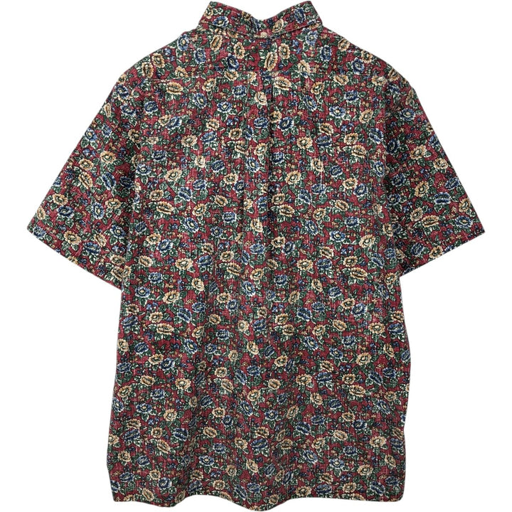 90'S Reyn Spooner swimwear tag, bikini tag, floral Hawaiian aloha shirt, boxy shirt, made in Hawaii, men's size L equivalent. cotton red type Vintage Second Hand