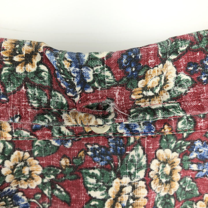 90'S Reyn Spooner swimwear tag, bikini tag, floral Hawaiian aloha shirt, boxy shirt, made in Hawaii, men's size L equivalent. cotton red type Vintage Second Hand