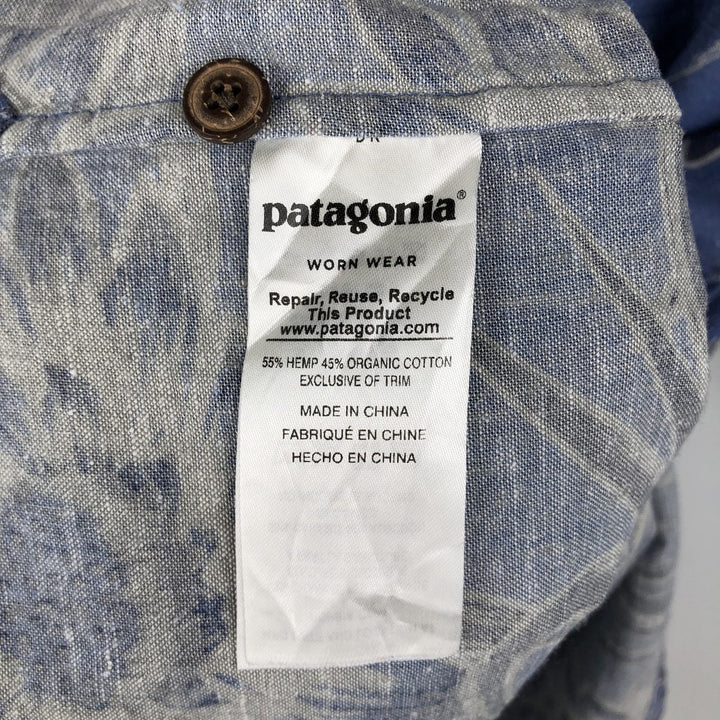 Patagonia Backstep Shirt 53139SP18, all-over floral Hawaiian Aloha shirt, men's size S. Hemp blue type Vintage Second Hand