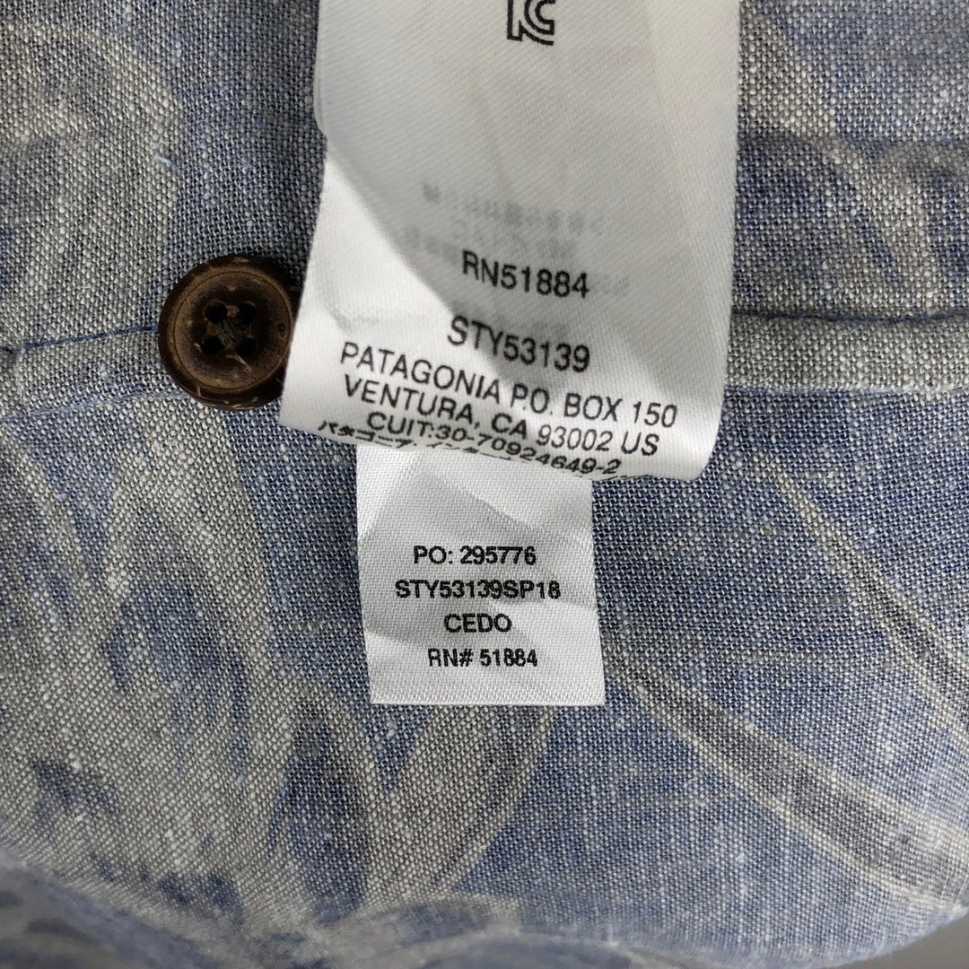 Patagonia Backstep Shirt 53139SP18, all-over floral Hawaiian Aloha shirt, men's size S. Hemp blue type Vintage Second Hand
