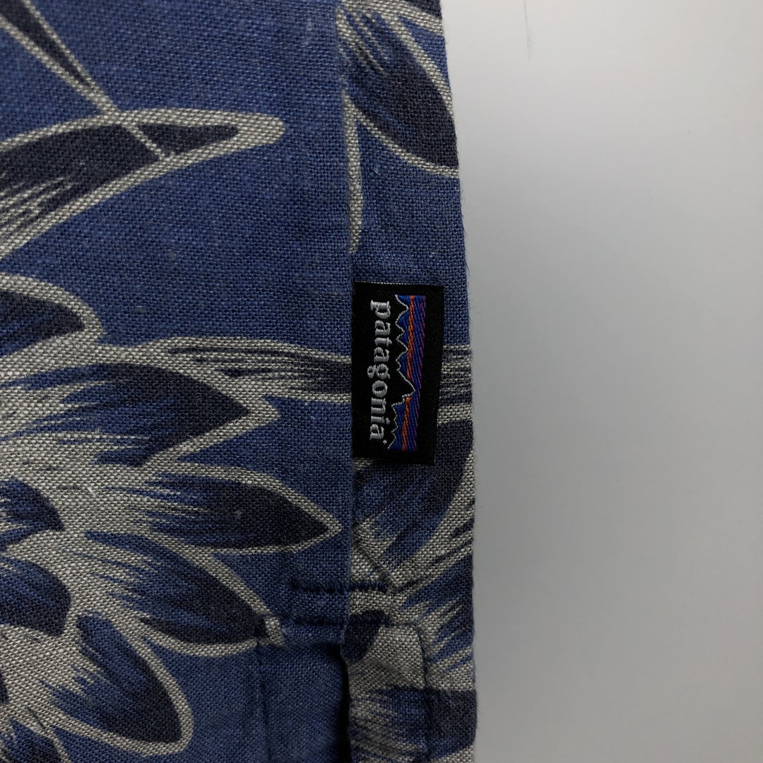 Patagonia Backstep Shirt 53139SP18, all-over floral Hawaiian Aloha shirt, men's size S. Hemp blue type Vintage Second Hand