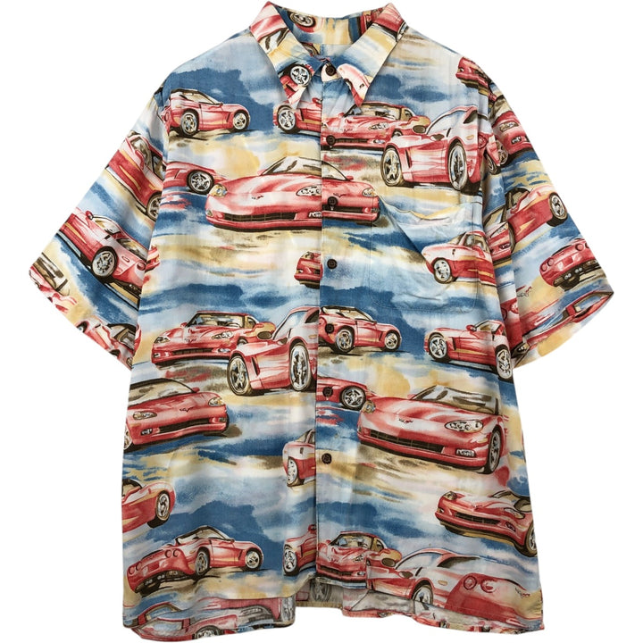 80s-90'S Reyn Spooner Diamond Head tag all-over print rayon Hawaiian Aloha shirt, boxy fit, men's size L (approx.) Rayon Blue type light blue Vintage Second Hand