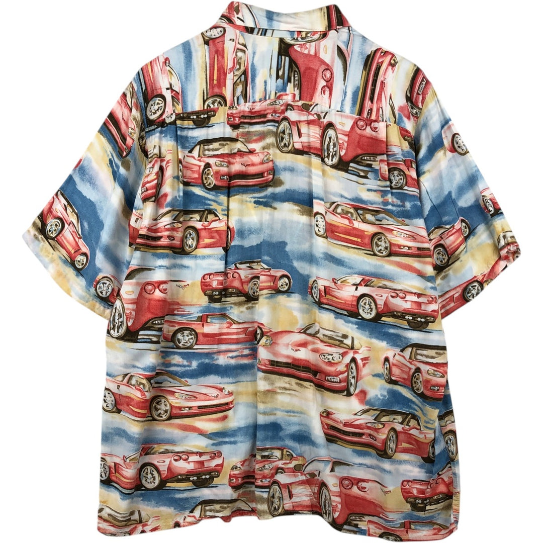80s-90'S Reyn Spooner Diamond Head tag all-over print rayon Hawaiian Aloha shirt, boxy fit, men's size L (approx.) Rayon Blue type light blue Vintage Second Hand