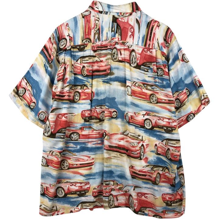 80s-90'S Reyn Spooner Diamond Head tag all-over print rayon Hawaiian Aloha shirt, boxy fit, men's size L (approx.) Rayon Blue type light blue Vintage Second Hand