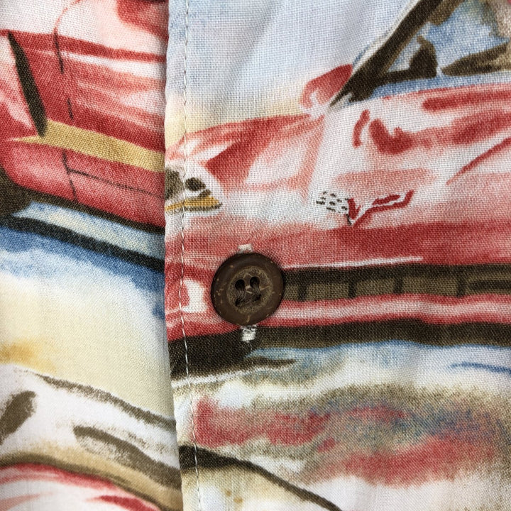 80s-90'S Reyn Spooner Diamond Head tag all-over print rayon Hawaiian Aloha shirt, boxy fit, men's size L (approx.) Rayon Blue type light blue Vintage Second Hand