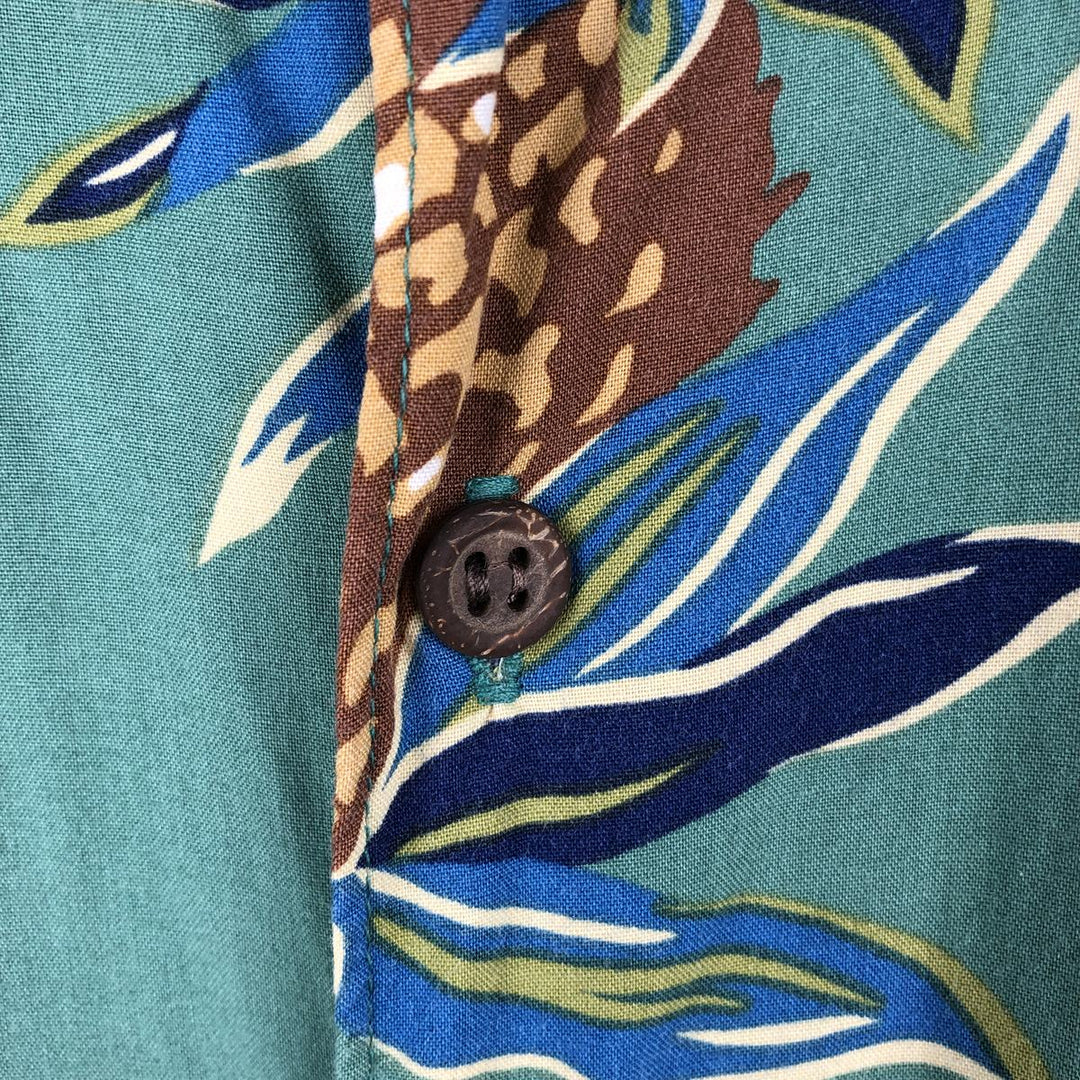 Vintage 80s-90'S Reyn Spooner Diamond Head tag all-over print rayon aloha shirt, men's size L equivalent. Rayon green type Vintage Second Hand