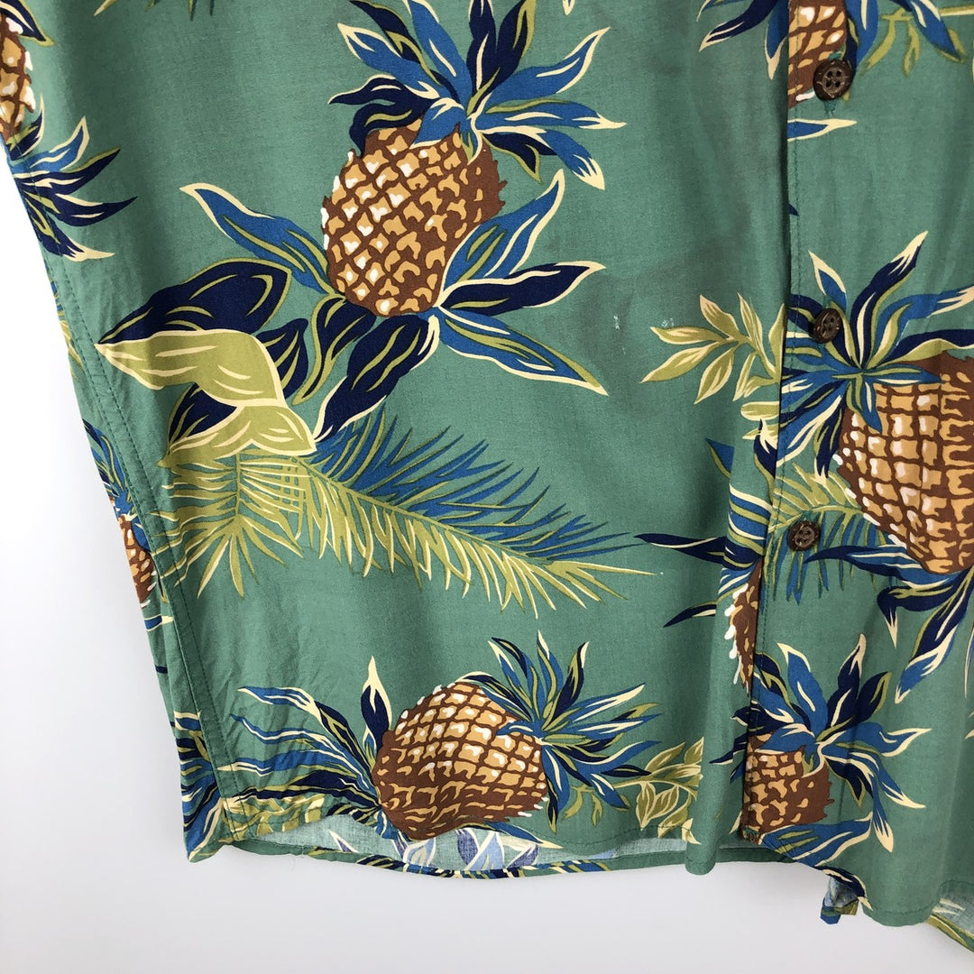Vintage 80s-90'S Reyn Spooner Diamond Head tag all-over print rayon aloha shirt, men's size L equivalent. Rayon green type Vintage Second Hand