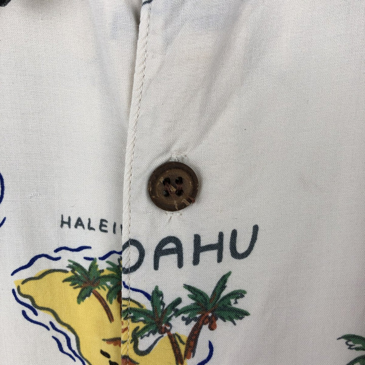 Vintage 80s-90'S Reyn Spooner Diamond Head tag all-over print rayon aloha shirt, men's size L equivalent. Rayon white type Vintage Second Hand