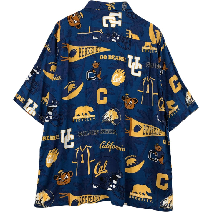 Reyn Spooner Genuine Merchandise All-over print College Rayon Hawaiian Aloha Shirt Box Shirt Men's Size L (approx.) Rayon blue type Vintage Second Hand