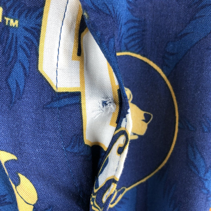 Reyn Spooner Genuine Merchandise All-over print College Rayon Hawaiian Aloha Shirt Box Shirt Men's Size L (approx.) Rayon blue type Vintage Second Hand
