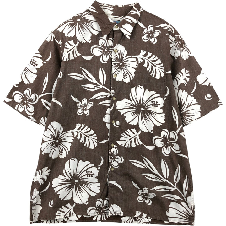 80s-90'S Reyn Spooner Diamond Head Tag All-over Floral Print Aloha Shirt, Boxy Shirt, Men's Size L (approx.), Vintage cotton brown type Vintage Second Hand