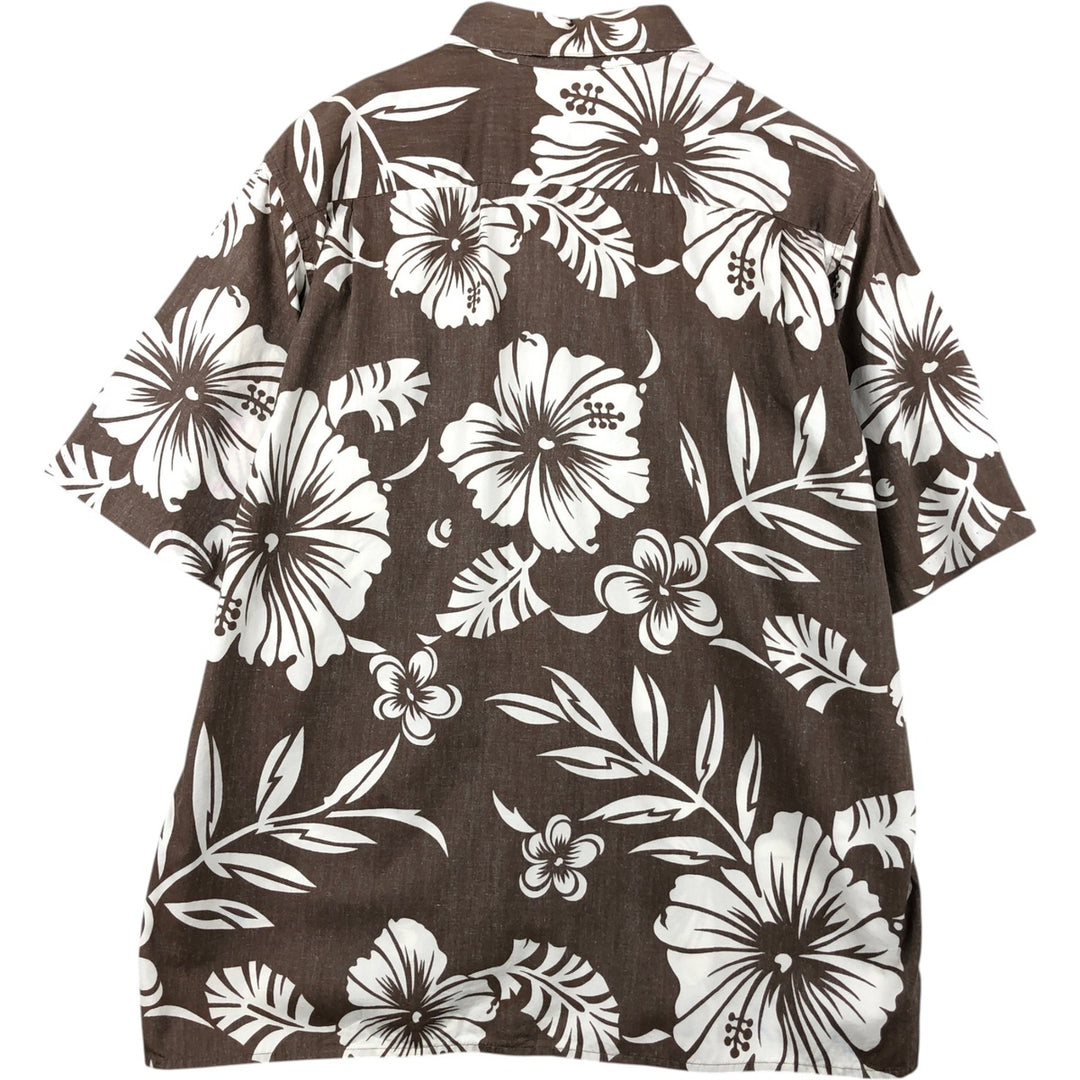 80s-90'S Reyn Spooner Diamond Head Tag All-over Floral Print Aloha Shirt, Boxy Shirt, Men's Size L (approx.), Vintage cotton brown type Vintage Second Hand