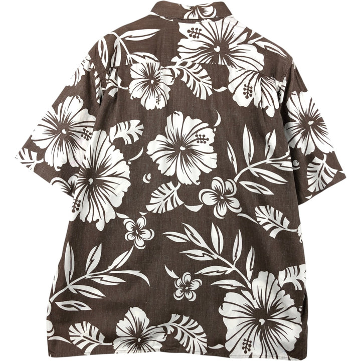 80s-90'S Reyn Spooner Diamond Head Tag All-over Floral Print Aloha Shirt, Boxy Shirt, Men's Size L (approx.), Vintage cotton brown type Vintage Second Hand