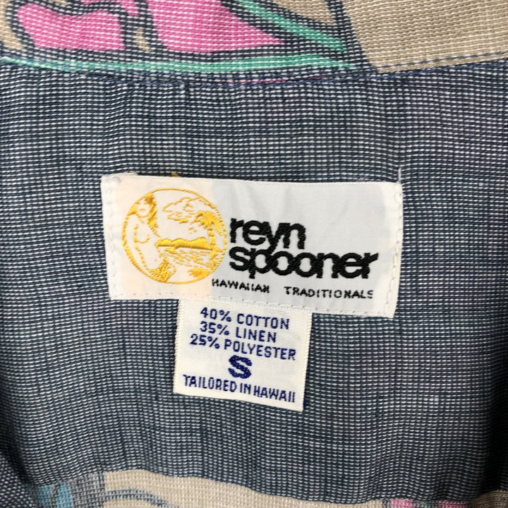 80'S Reyn Spooner Gold Tag All-Over Leaf Pattern Open Collar Aloha Shirt Box Shirt Men's Size S (Equivalent) Vintage cotton navy blue type Vintage Second Hand
