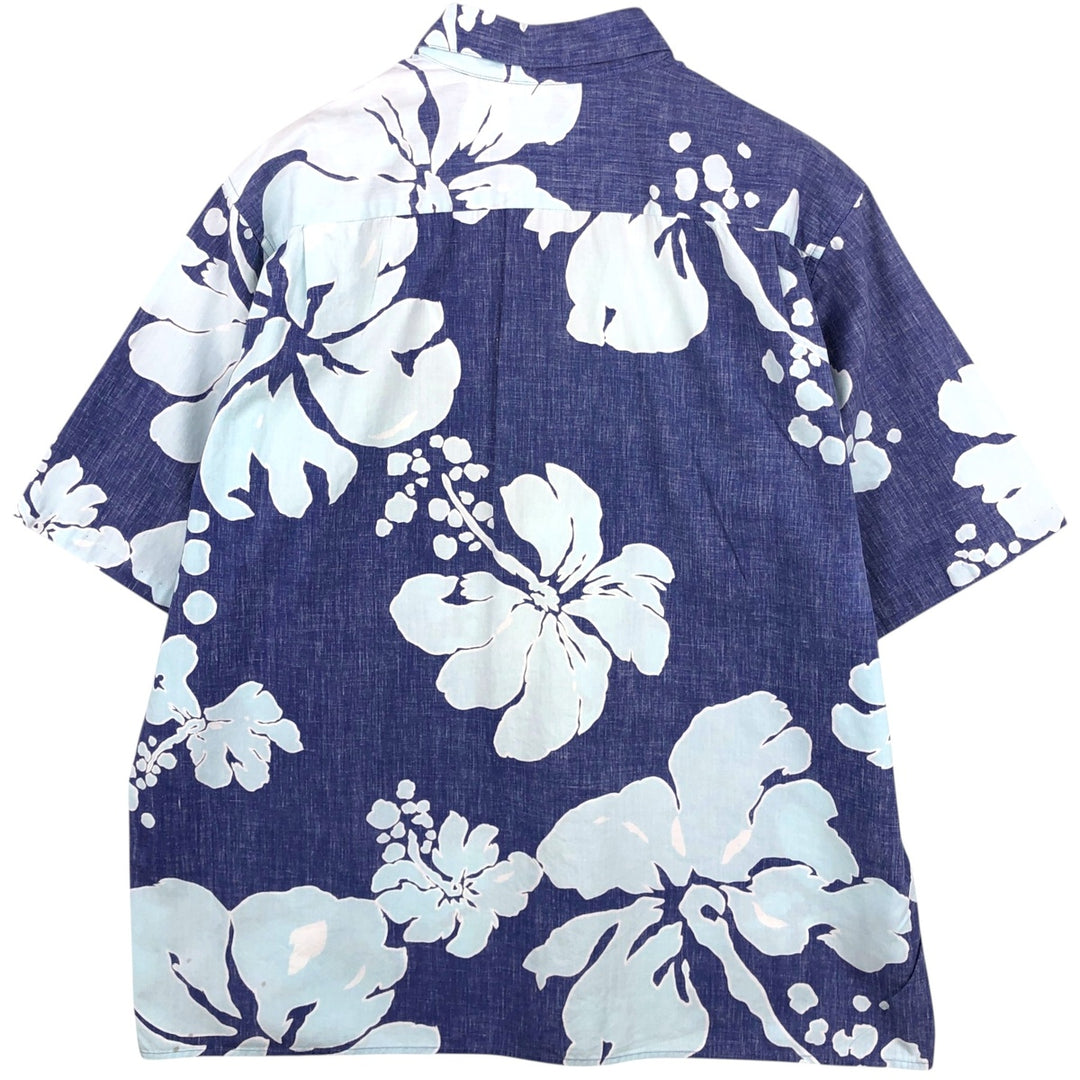 90s-00'S Reyn Spooner Commemorative Classics all-over hibiscus pattern Aloha shirt, boxy style, men's size XL. cotton blue type Vintage Second Hand