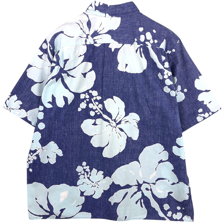 90s-00'S Reyn Spooner Commemorative Classics all-over hibiscus pattern Aloha shirt, boxy style, men's size XL. cotton blue type Vintage Second Hand