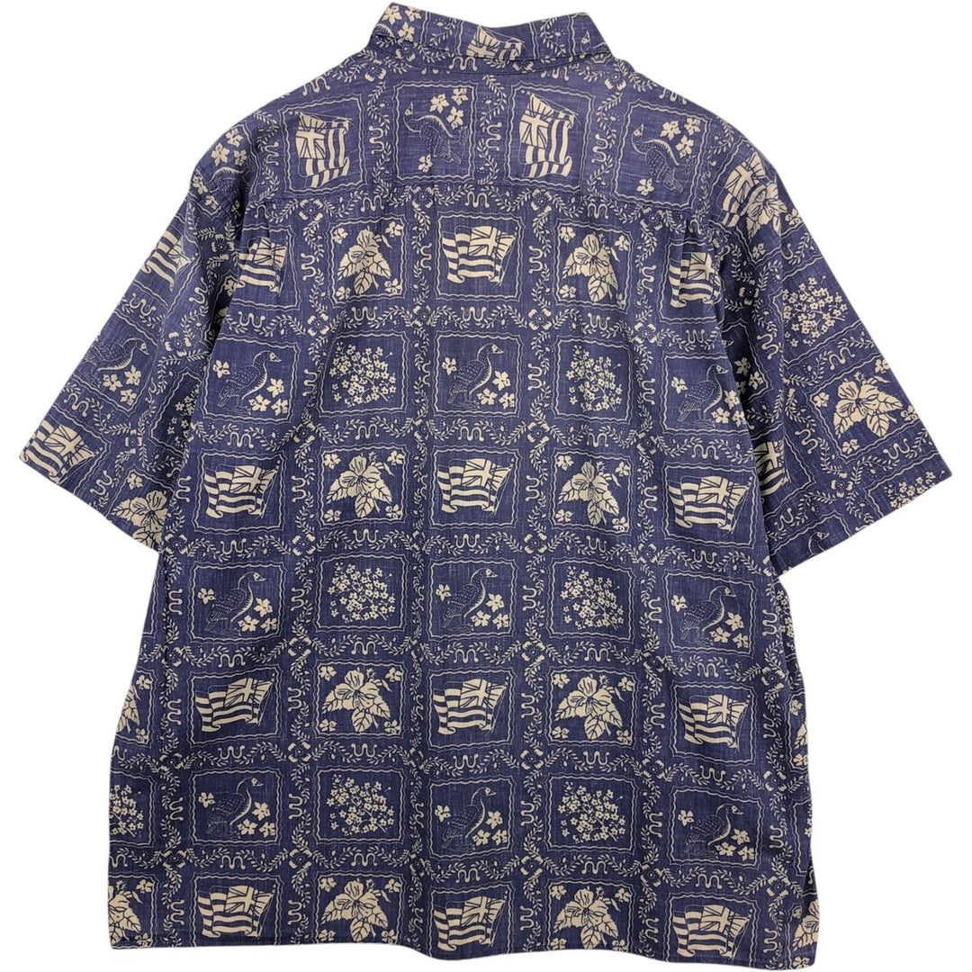 80s-90'S Reyn Spooner Diamond Head Tag All-Over Print Aloha Shirt, Boxy Shirt, Men's XL Equivalent, Vintage cotton navy blue type Vintage Second Hand