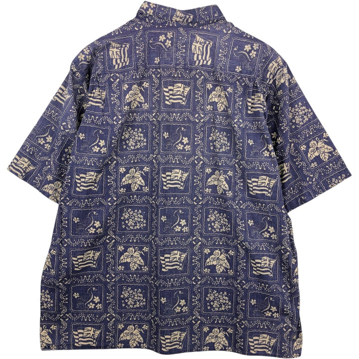 80s-90'S Reyn Spooner Diamond Head Tag All-Over Print Aloha Shirt, Boxy Shirt, Men's XL Equivalent, Vintage cotton navy blue type Vintage Second Hand