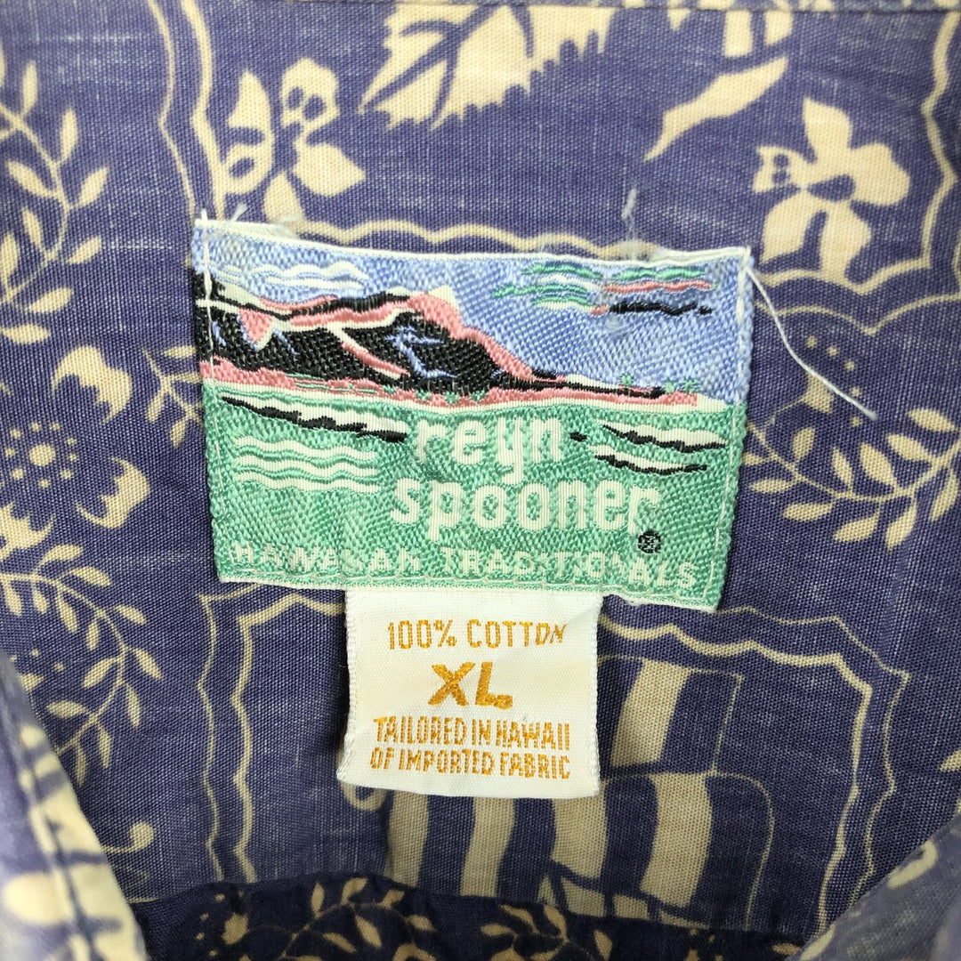 80s-90'S Reyn Spooner Diamond Head Tag All-Over Print Aloha Shirt, Boxy Shirt, Men's XL Equivalent, Vintage cotton navy blue type Vintage Second Hand