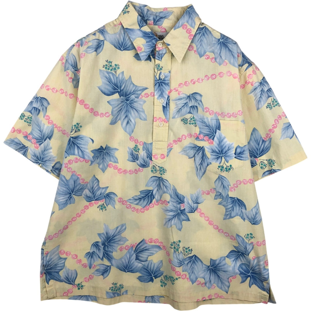 80'S Reyn Spooner Gold Tag Nude Tag All-over Print Pullover Aloha Shirt Boxy Shirt Men's XL Equivalent Vintage cotton yellow type Vintage Second Hand