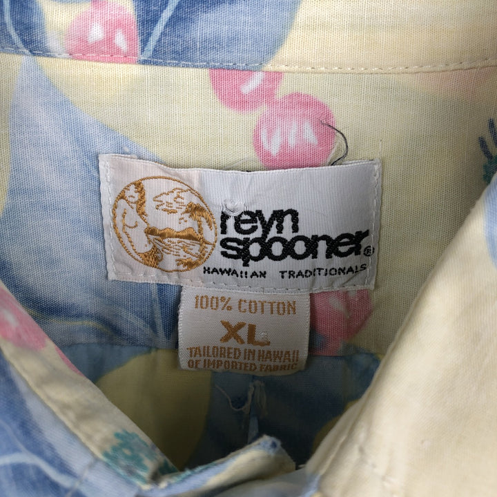 80'S Reyn Spooner Gold Tag Nude Tag All-over Print Pullover Aloha Shirt Boxy Shirt Men's XL Equivalent Vintage cotton yellow type Vintage Second Hand