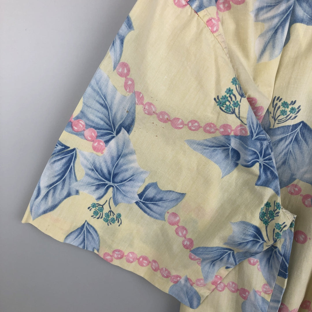 80'S Reyn Spooner Gold Tag Nude Tag All-over Print Pullover Aloha Shirt Boxy Shirt Men's XL Equivalent Vintage cotton yellow type Vintage Second Hand