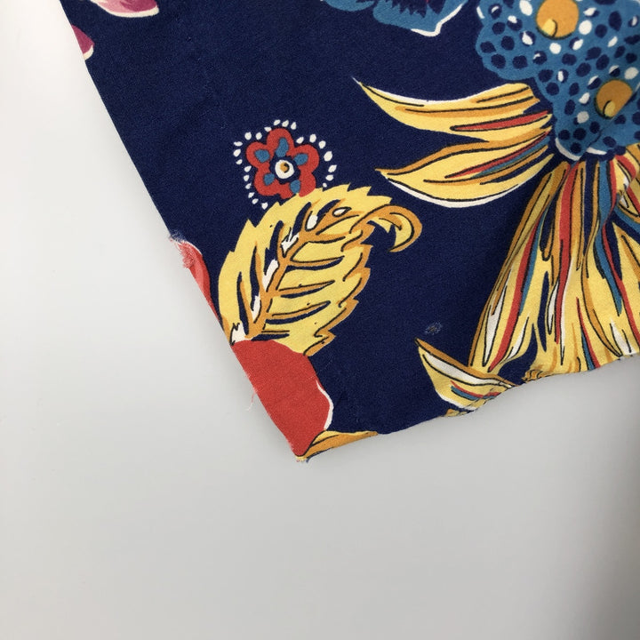 80s-90'S Reyn Spooner Diamond Head Tag Hibiscus Pattern Rayon Aloha Shirt, Boxy Shirt, Men's XL (approx.) Rayon navy blue type Vintage Second Hand