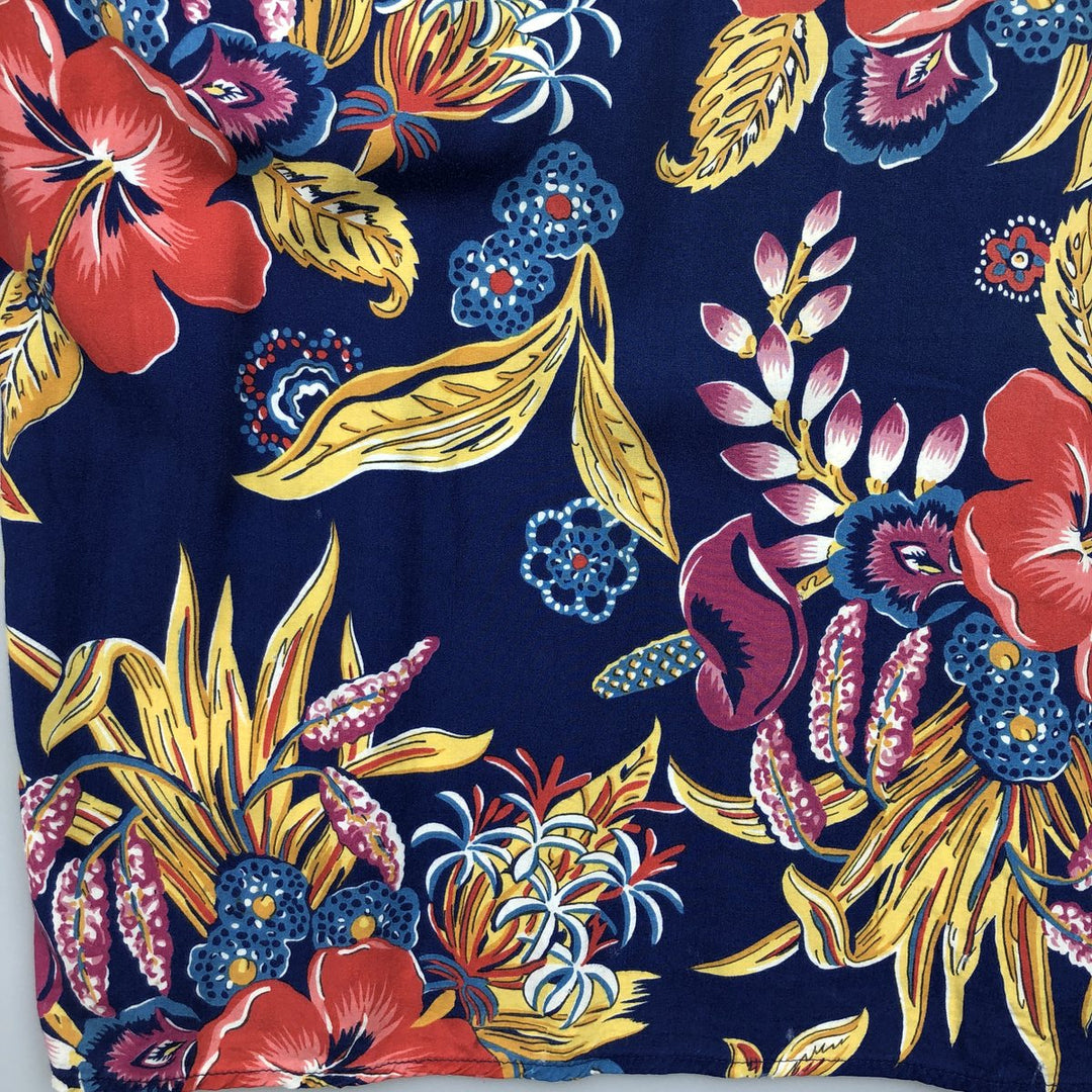 80s-90'S Reyn Spooner Diamond Head Tag Hibiscus Pattern Rayon Aloha Shirt, Boxy Shirt, Men's XL (approx.) Rayon navy blue type Vintage Second Hand