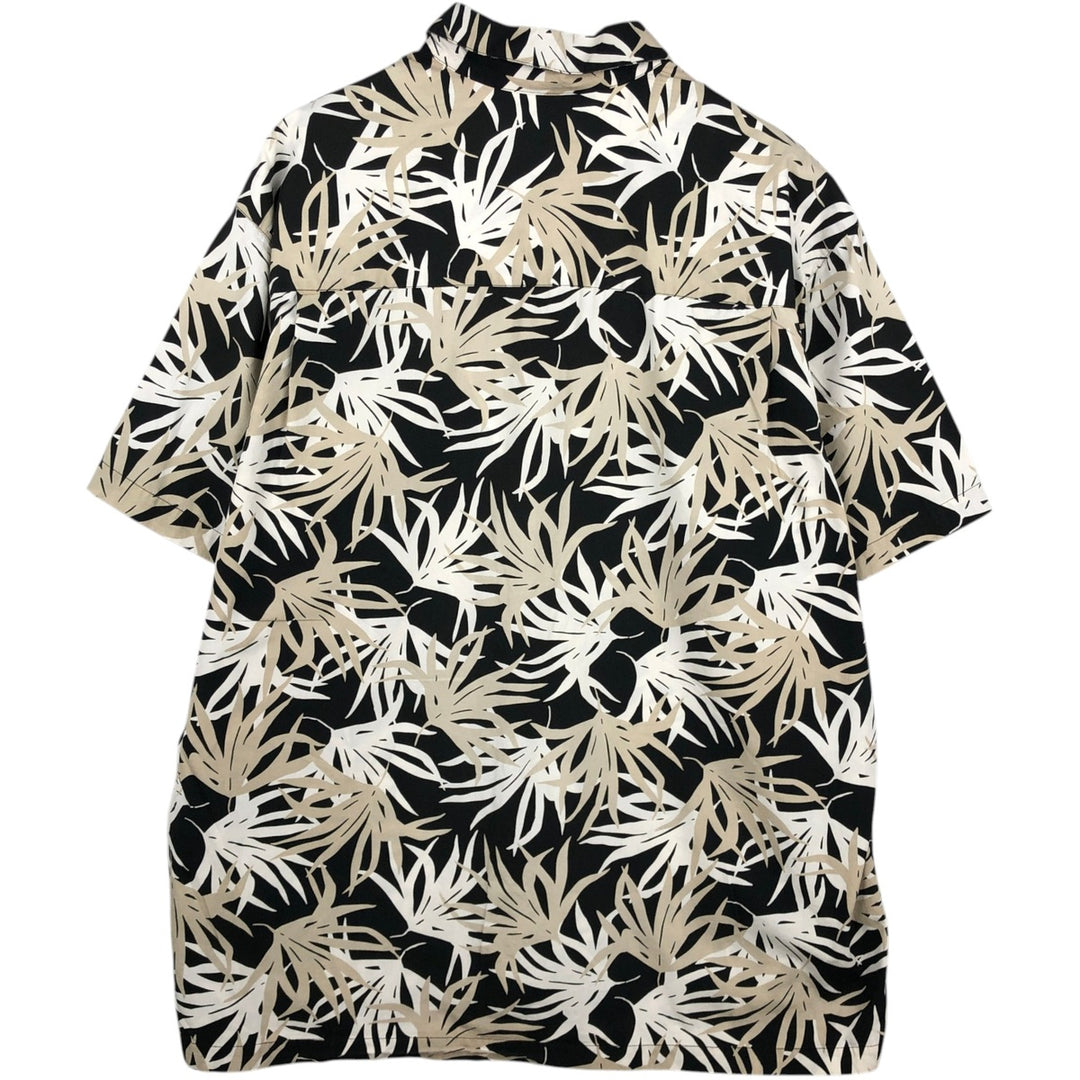 Ralph Lauren CHAPS All-over Leaf Pattern Open Collar Hawaiian Aloha Shirt Box Shirt Men's XL equivalent cotton black type Vintage Second Hand