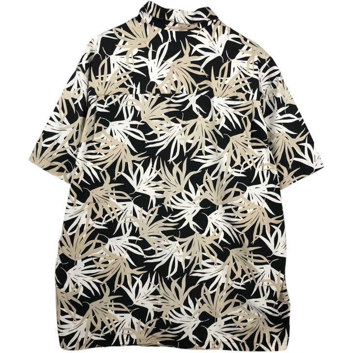 Ralph Lauren CHAPS All-over Leaf Pattern Open Collar Hawaiian Aloha Shirt Box Shirt Men's XL equivalent cotton black type Vintage Second Hand
