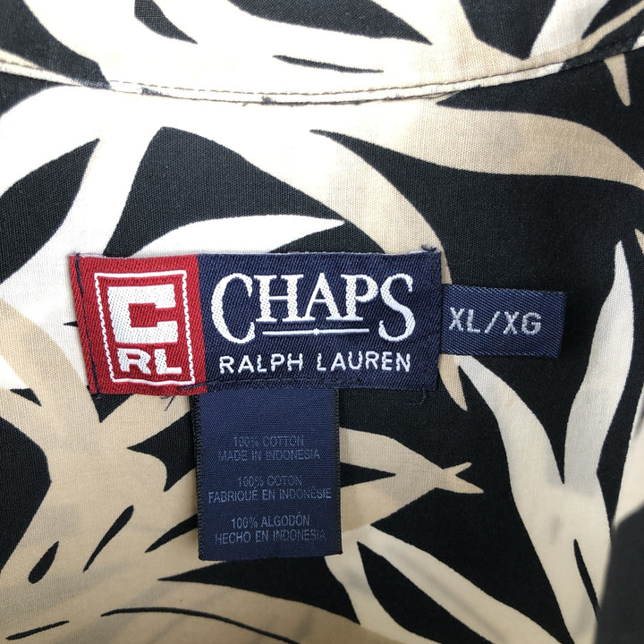 Ralph Lauren CHAPS All-over Leaf Pattern Open Collar Hawaiian Aloha Shirt Box Shirt Men's XL equivalent cotton black type Vintage Second Hand