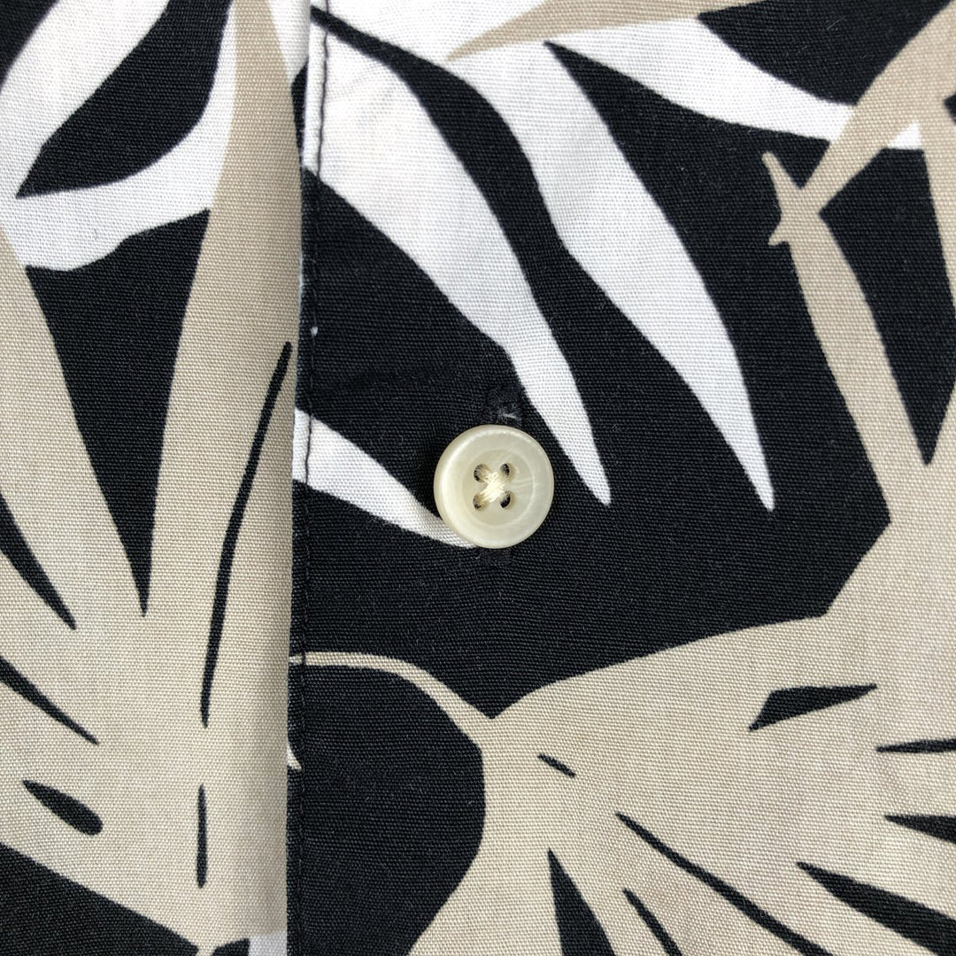 Ralph Lauren CHAPS All-over Leaf Pattern Open Collar Hawaiian Aloha Shirt Box Shirt Men's XL equivalent cotton black type Vintage Second Hand