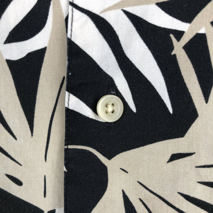 Ralph Lauren CHAPS All-over Leaf Pattern Open Collar Hawaiian Aloha Shirt Box Shirt Men's XL equivalent cotton black type Vintage Second Hand
