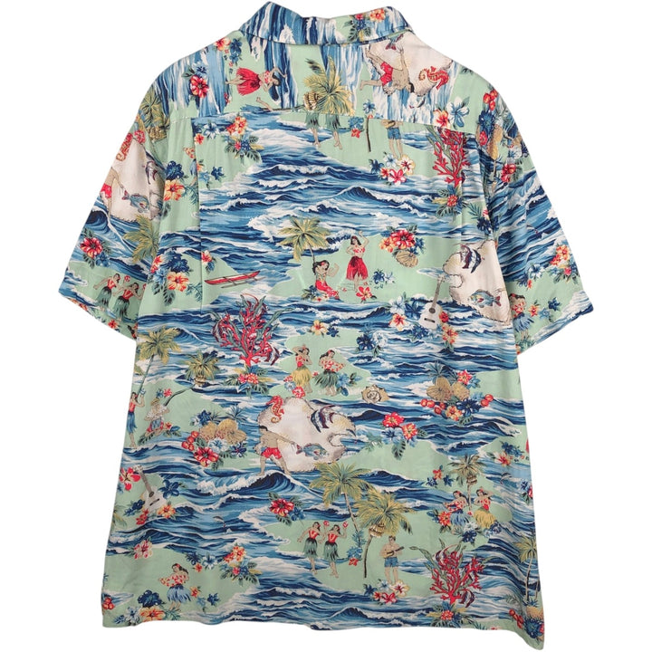 Ralph Lauren POLO RALPH LAUREN CLASSIC FIT All-over print open-collar Hawaiian Aloha shirt, men's size XL equivalent. Viscose Mint green Vintage Second Hand