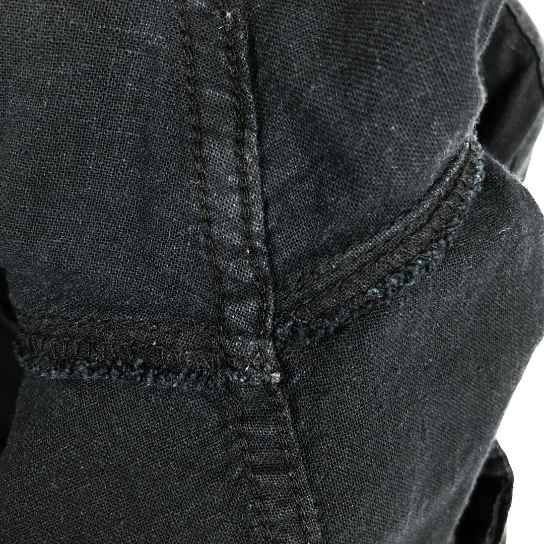 Haggar Washable Linen Short-Sleeve Open-Collar Linen x Rayon Box Shirt (Men's XL equivalent) linen black type Vintage Second Hand