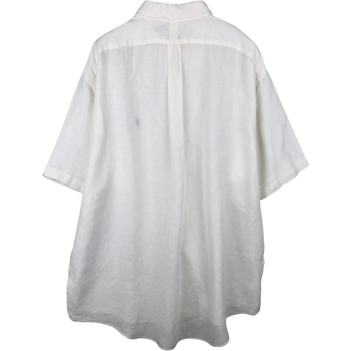 Ralph Lauren CLASSIC FIT Short-Sleeve Linen Button-Down Shirt, Men's Size XXL (approx.) linen white type Vintage Second Hand