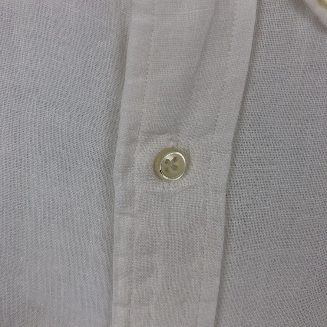 Ralph Lauren CLASSIC FIT Short-Sleeve Linen Button-Down Shirt, Men's Size XXL (approx.) linen white type Vintage Second Hand