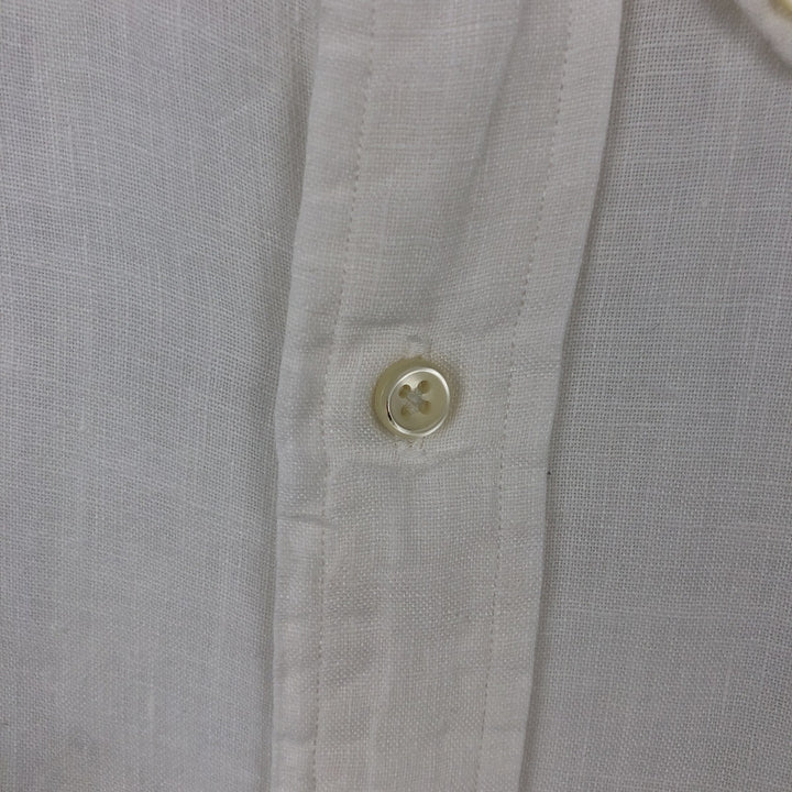 Ralph Lauren CLASSIC FIT Short-Sleeve Linen Button-Down Shirt, Men's Size XXL (approx.) linen white type Vintage Second Hand