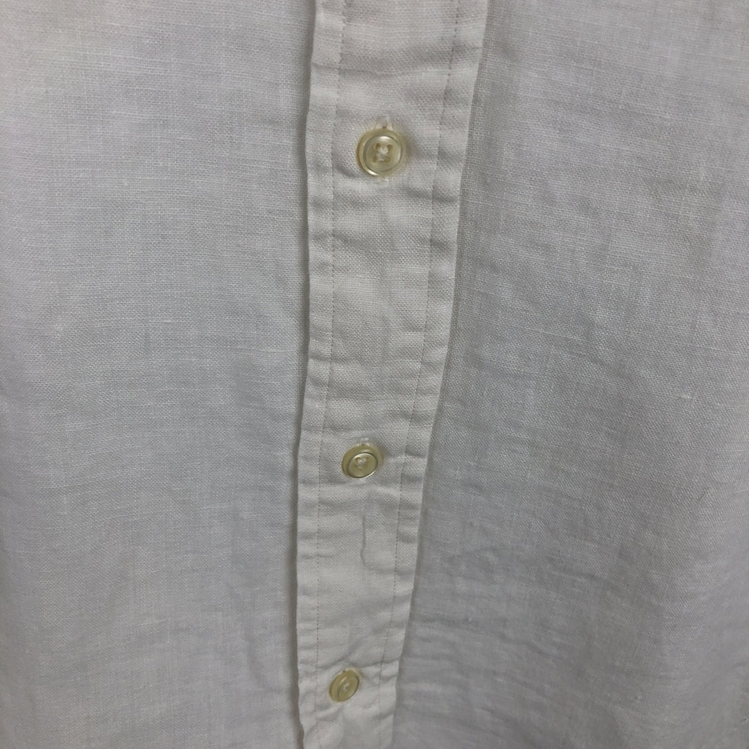 Ralph Lauren CLASSIC FIT Short-Sleeve Linen Button-Down Shirt, Men's Size XXL (approx.) linen white type Vintage Second Hand