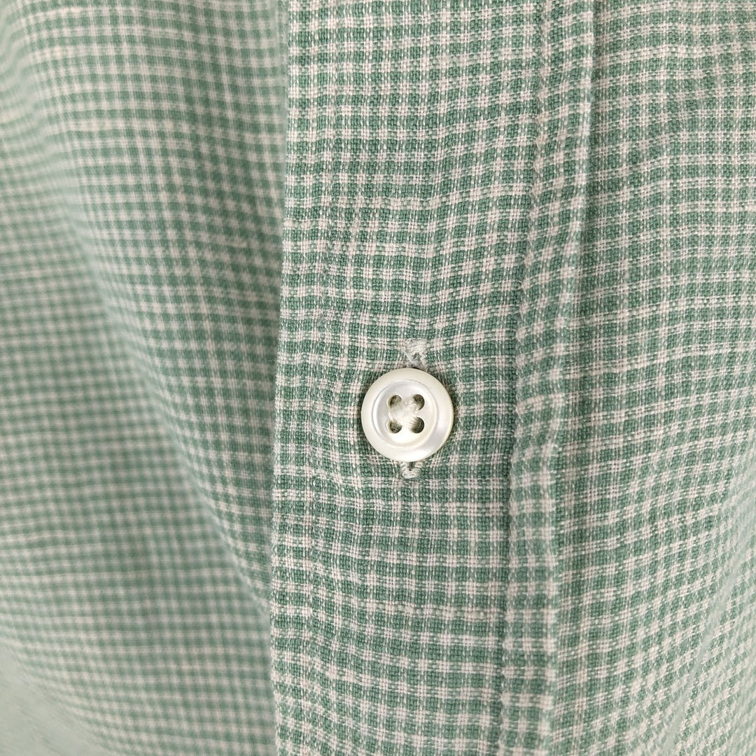 Ralph Lauren Check Pattern Short Sleeve Linen Button Down Shirt Men's XXL linen green type Vintage Second Hand