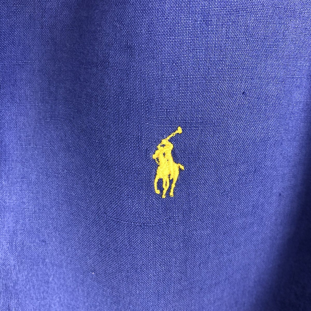 Ralph Lauren Classic Fit Short Sleeve Linen Button Down Shirt Men's Size L linen blue type Vintage Second Hand