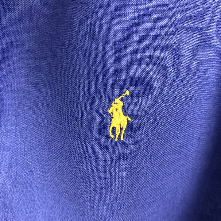 Ralph Lauren Classic Fit Short Sleeve Linen Button Down Shirt Men's Size L linen blue type Vintage Second Hand