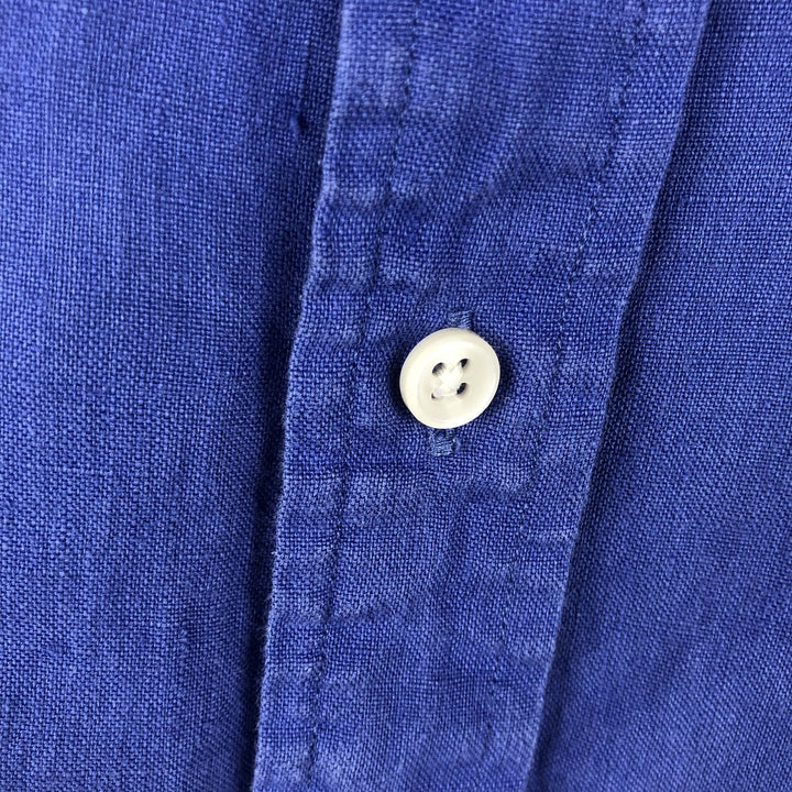 Ralph Lauren Classic Fit Short Sleeve Linen Button Down Shirt Men's Size L linen blue type Vintage Second Hand