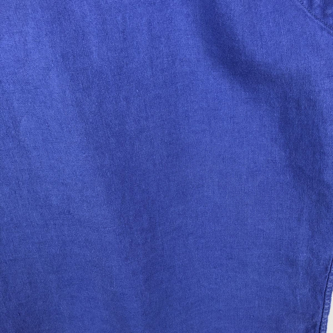 Ralph Lauren Classic Fit Short Sleeve Linen Button Down Shirt Men's Size L linen blue type Vintage Second Hand