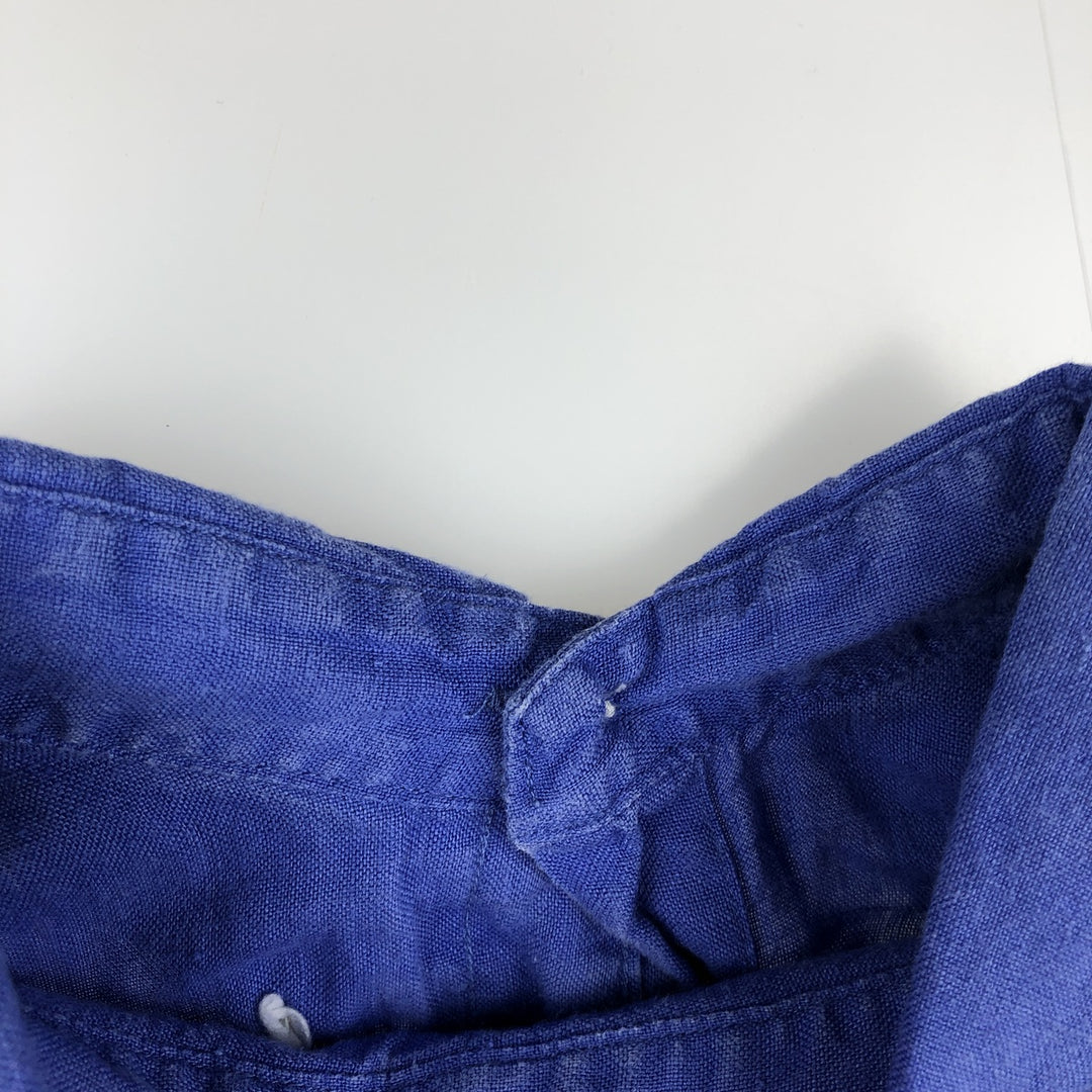 Ralph Lauren Classic Fit Short Sleeve Linen Button Down Shirt Men's Size L linen blue type Vintage Second Hand
